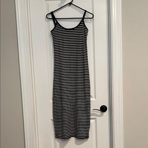 GAP Navy and White Striped Midi Dress